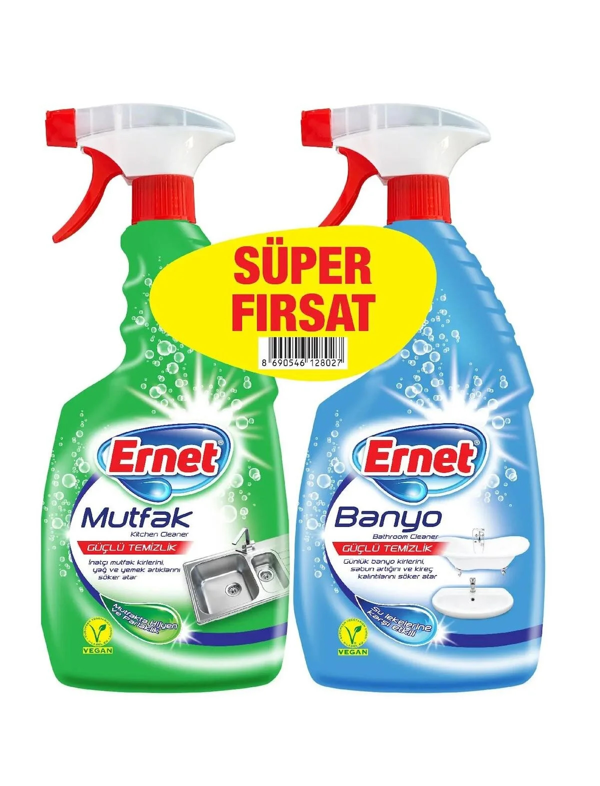 Ernet Mutfak Temizleyici 750 ml + Banyo Temizleyici 750 ml