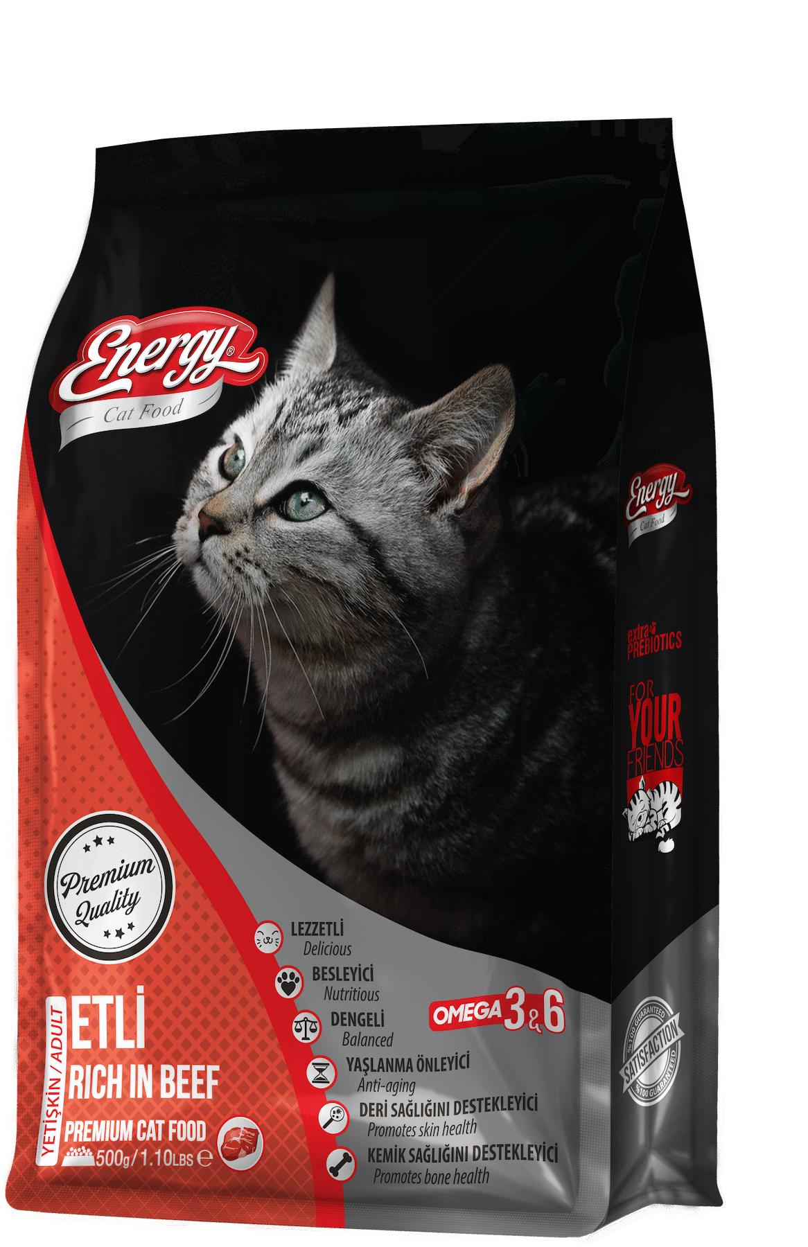 Pet Food Energy Cat Food Energy® Sığır Etli Yetişkin Kedi Maması-500 Gram 1 Adet