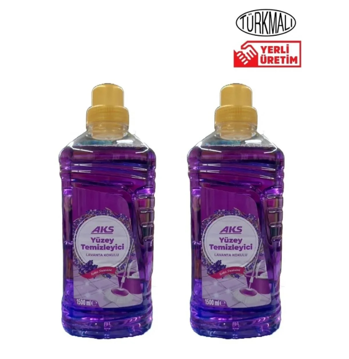 aks YÜZEY TEMİZLEYİCİ LAVANTA KOKULU 1500 ML 2 Lİ PAKET