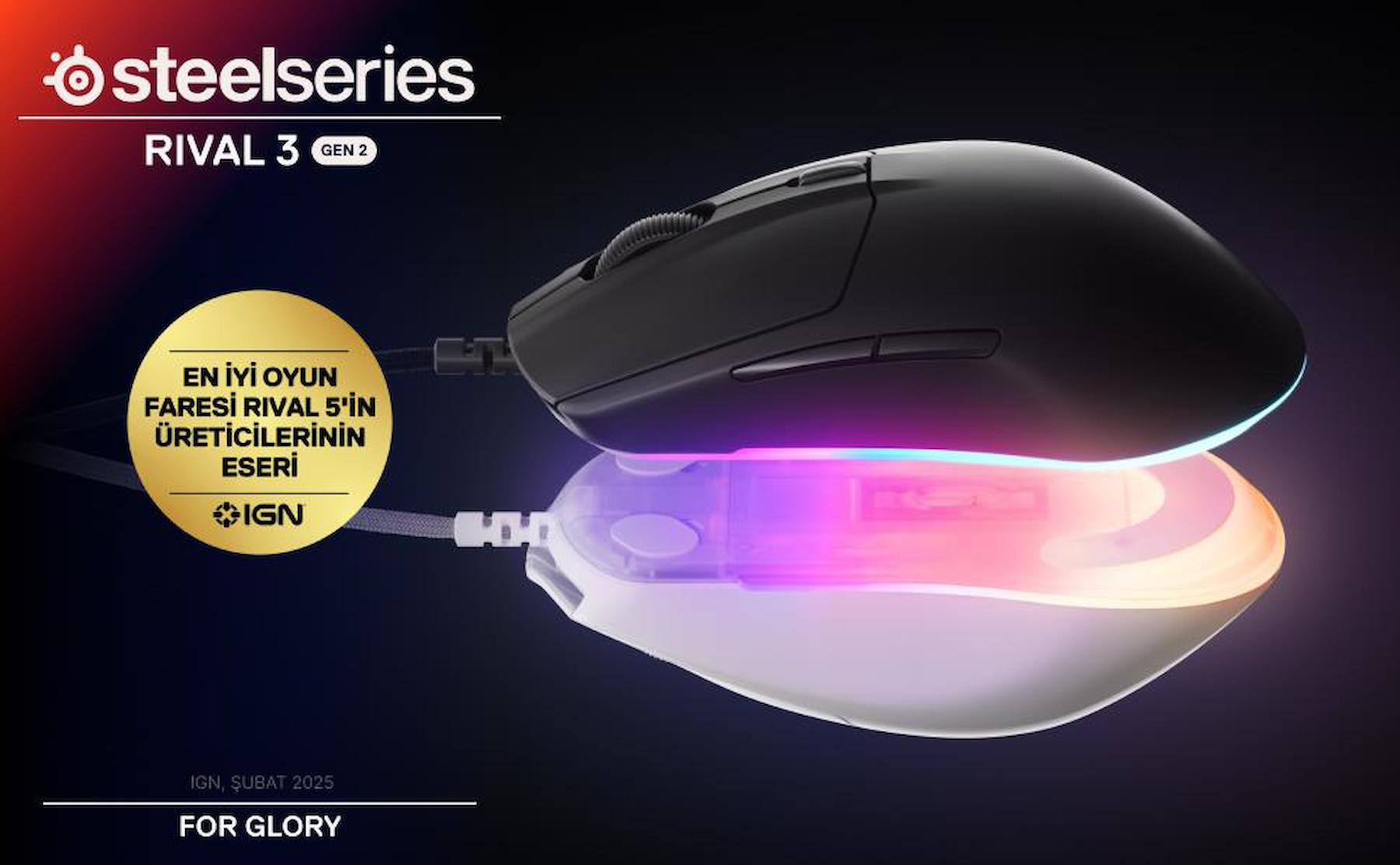 Steelseries Rival 3 Gen 2 RGB Kablolu Gaming Mouse Siyah