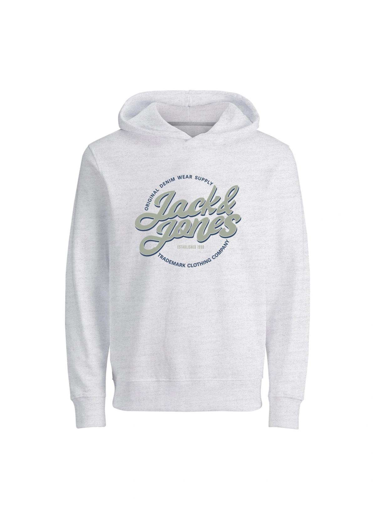 Jack & Jones Baskılı Erkek Beyaz Sweatshırt JJMINDS SWEAT HOOD JNR