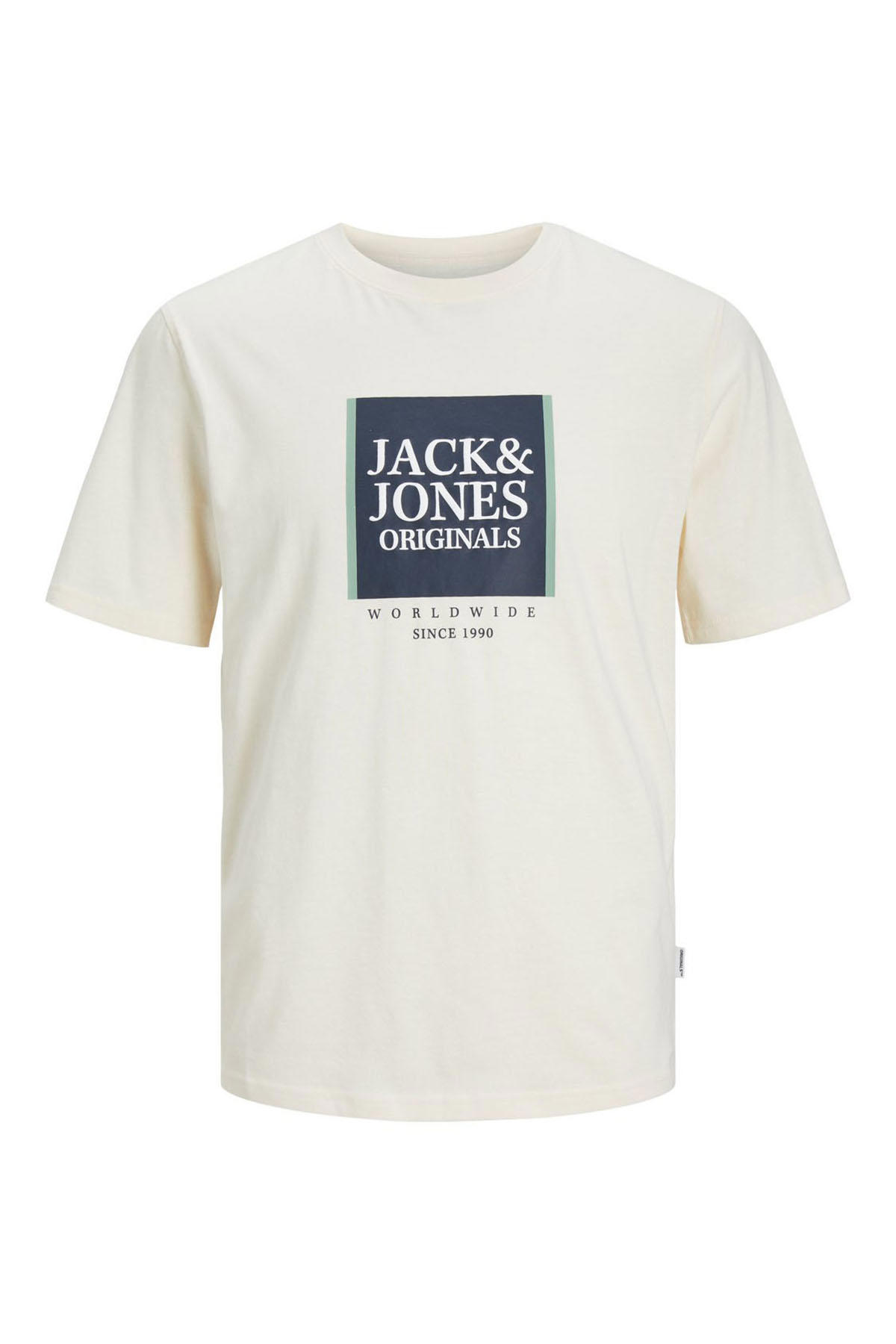 Jack & Jones Erkek Jorlafayette Baskı Detaylı Bisiklet Yaka %100 Pamuk T-Shirt 12252681 Bej