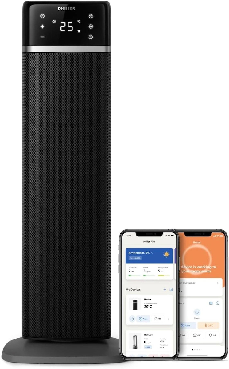 Kule Fan Isıtıcı, 2000W, sıcaklık ekranı, 60° salınım, sessiz