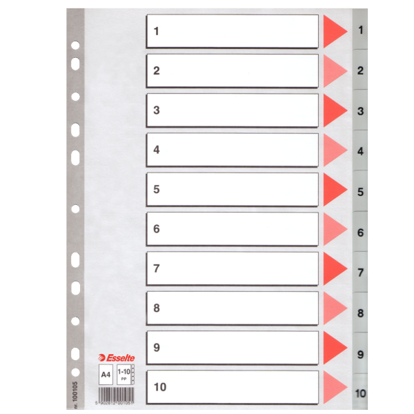 Esselte Seperatör 1-10 Rakamlı Plastik A4 100105