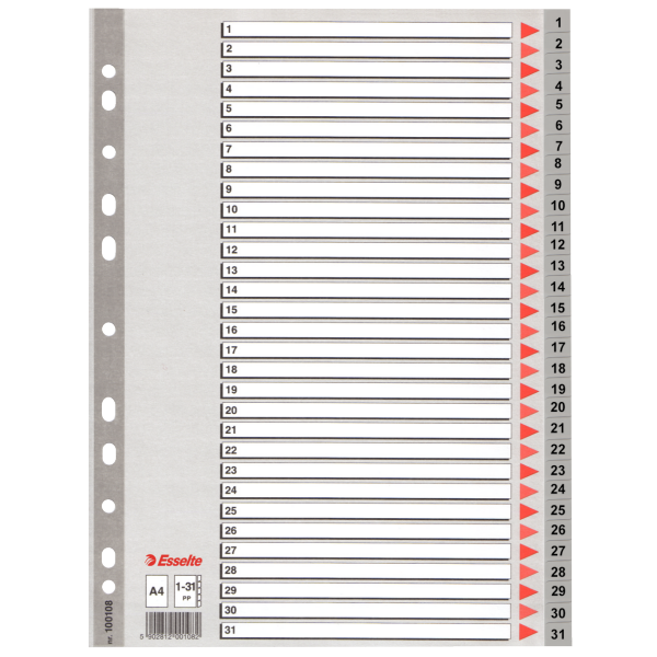 Esselte Seperatör 1-31 Rakamlı Plastik A4 100108