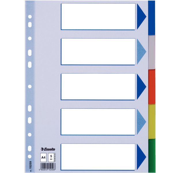 Esselte Seperatör 5 Renkli Plastik A4 15259