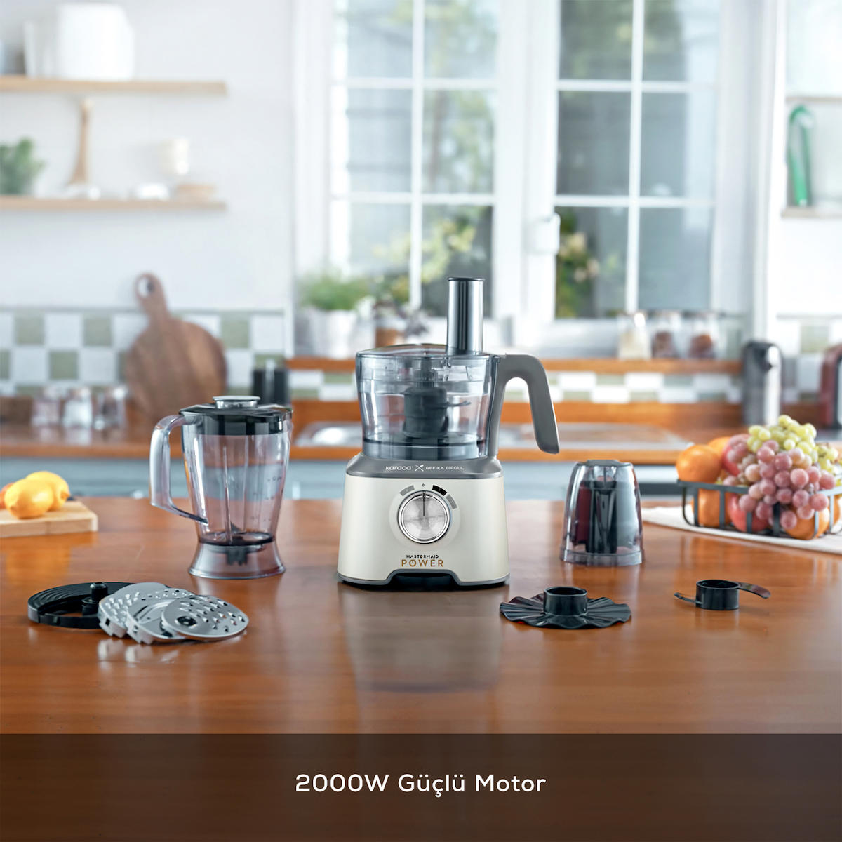 Karaca x Refika Mastermaıd Power 10 İn 1 Mutfak Robotu Swiss Cream 2000W Power 10 In 1 Gıda Haz. Set Swiss Cream