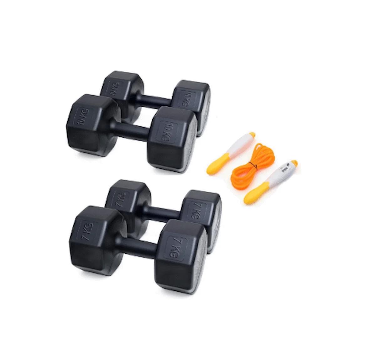 PS SPOR 2 ÇİFT DAMBIL SETİ = 7 KG X 2 ADET- 10 KG X 2 ADET +  SAYAÇLI ATLAMA İPİ