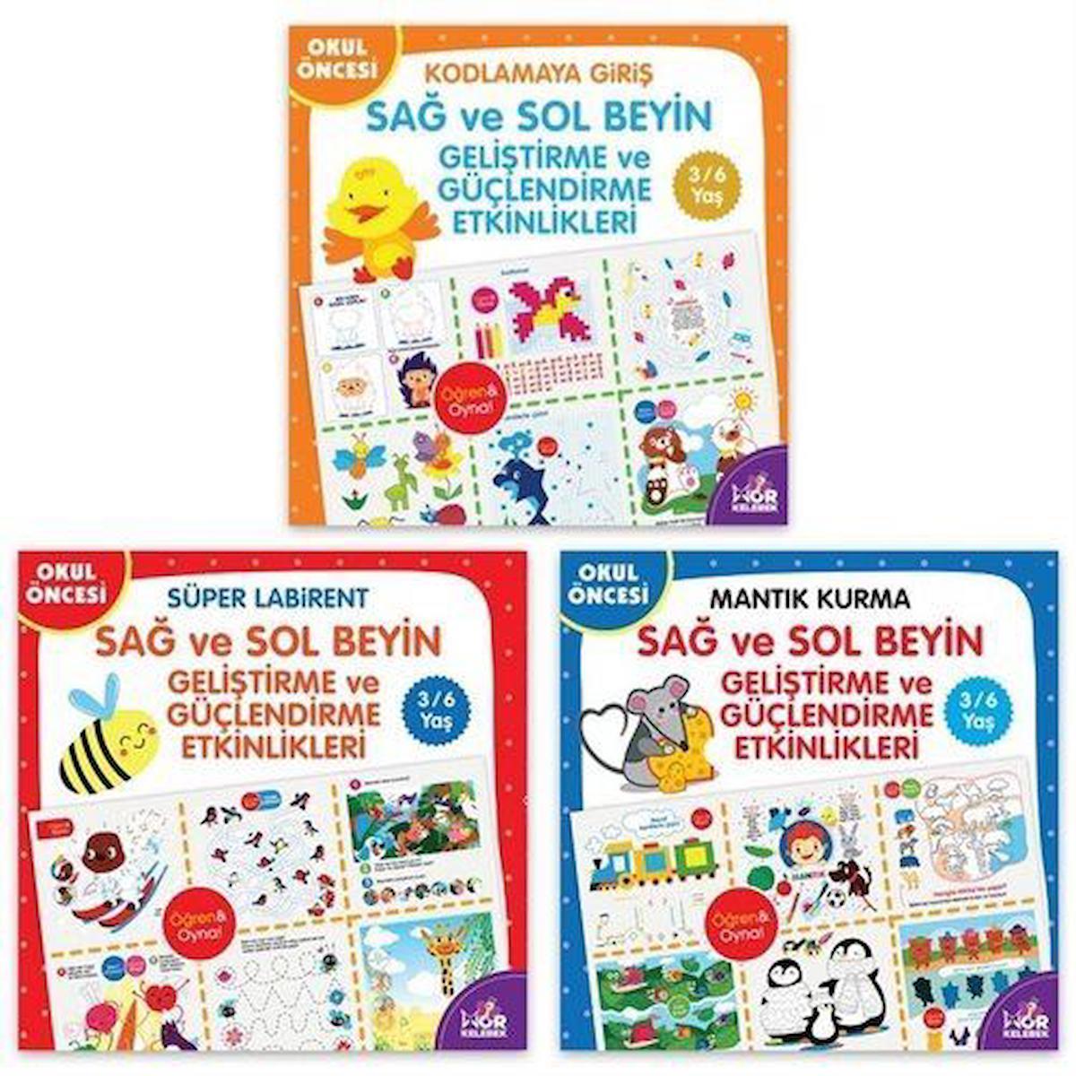 Sağ ve Sol Beyin Geliştirme ve Güçlendirme Etkinlikleri Seti 3-6 Yaş (3 Kitap Takım)