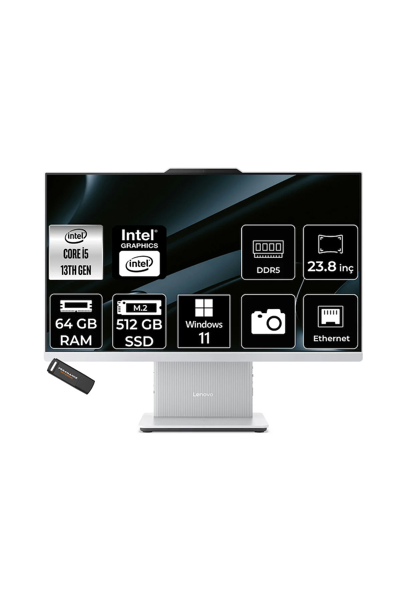 IdeaCentre 24IRH9 i5 13420H 64GB 512GB SSD 23.8″ FHD 100Hz W11P Gri All in One Bilgisayar