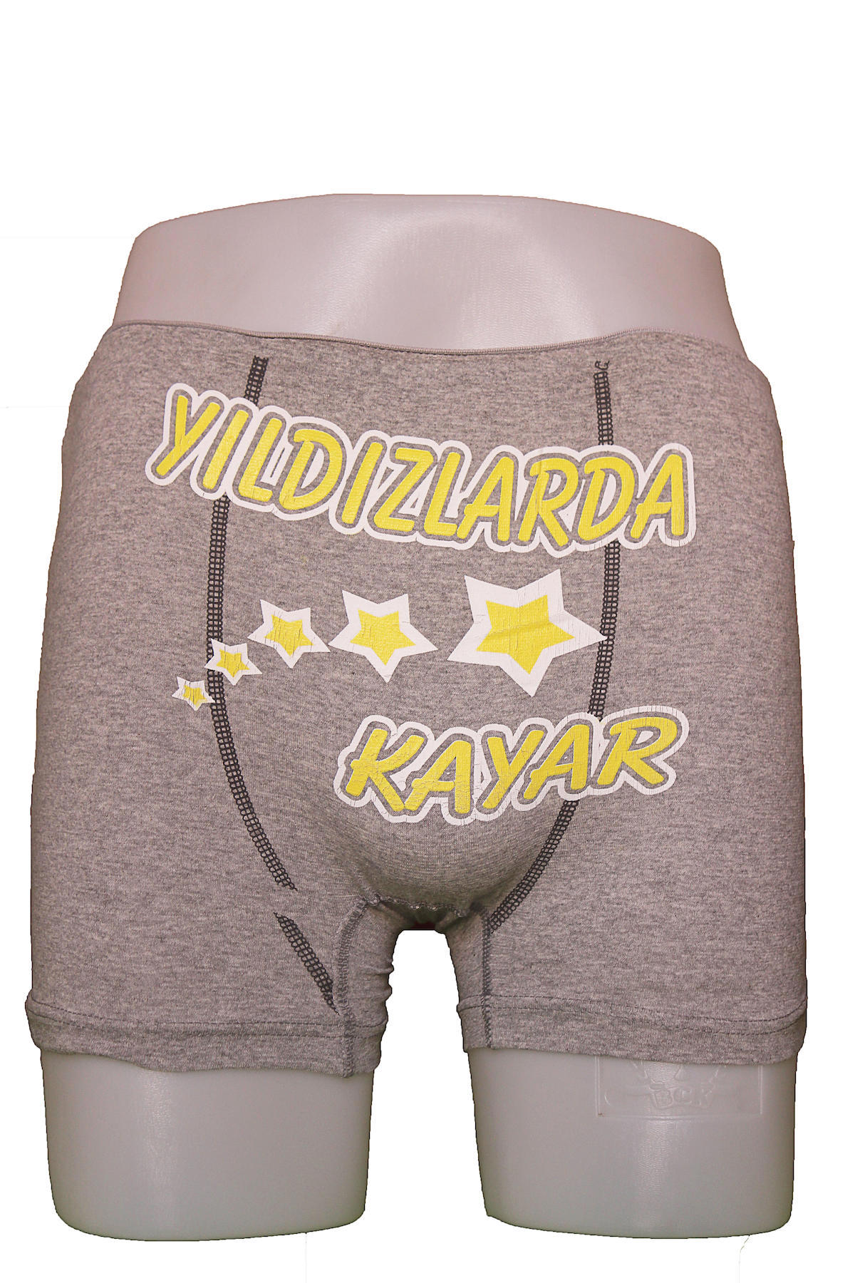 Yıldızlar Da Kayar Komik Baskılı Gri Boxer