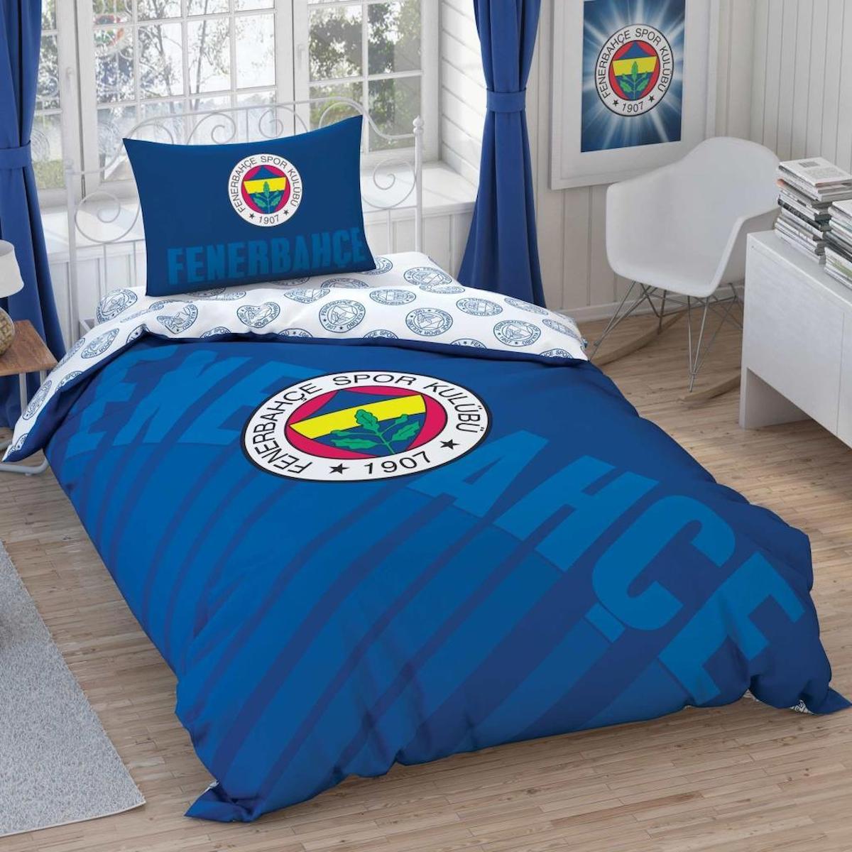 Taç Lisanslı Tek Kişilik Nevresim Takımı Fenerbahçe Lacivert Logo