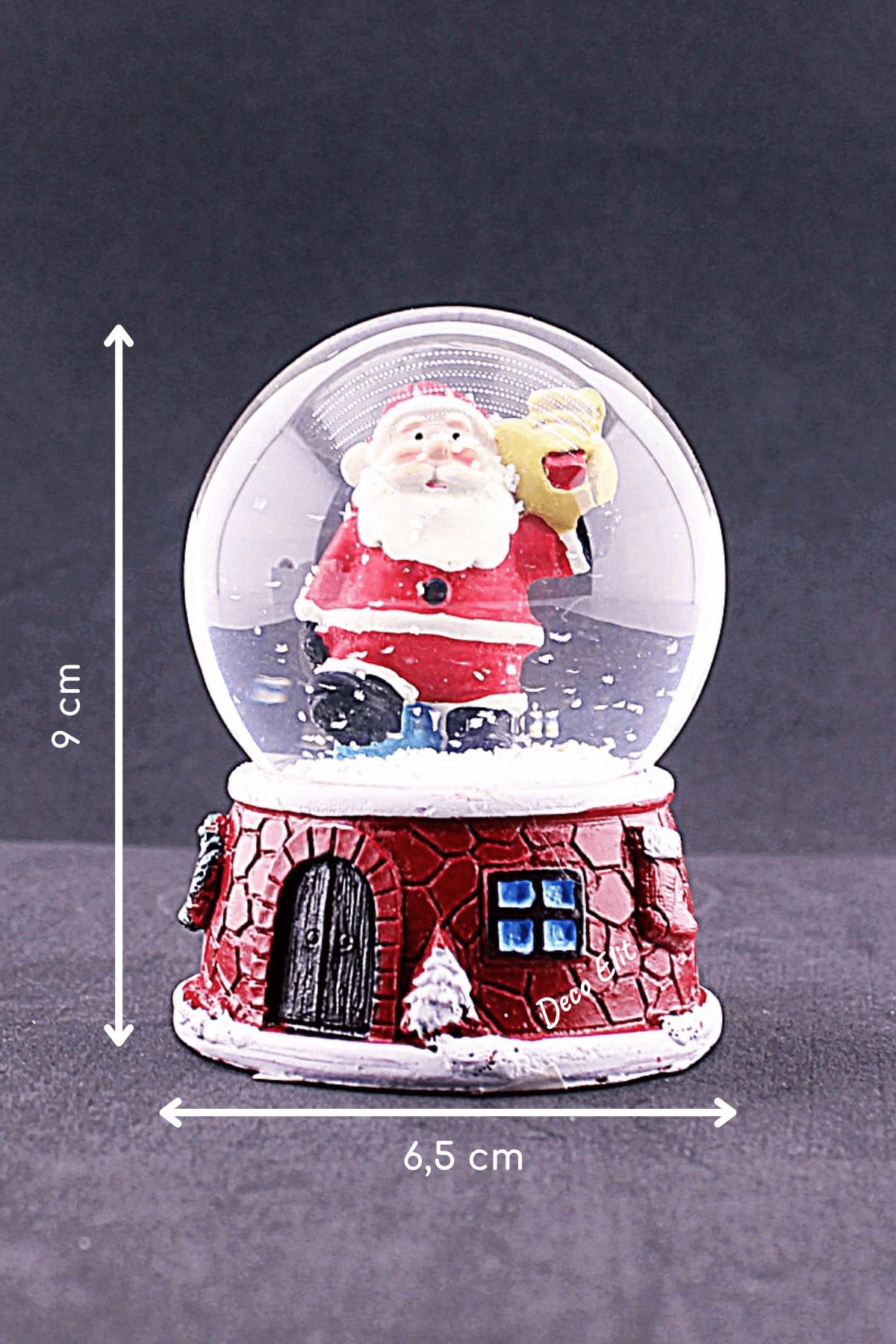 Yılbaşı Yeni Yıl Noel Baba Temalı Orta Boy Işıklı Kar Küresi 9 cm A