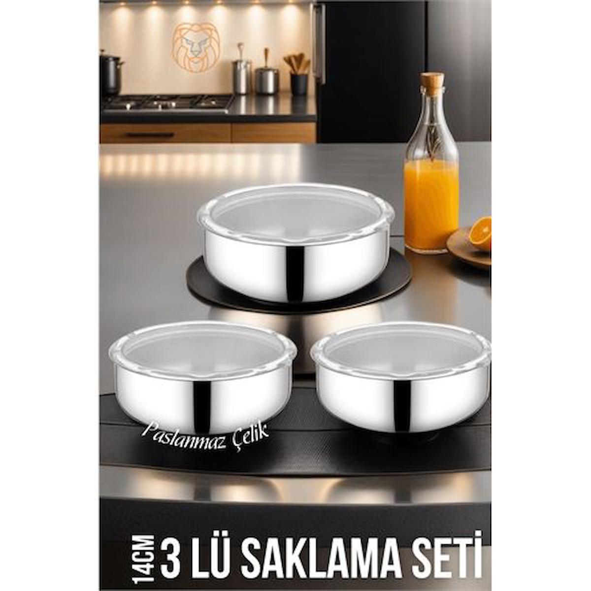 TransForMacion 3 lü Saklama Kabı Seti 14 cm Paslanmaz Çelik 719250