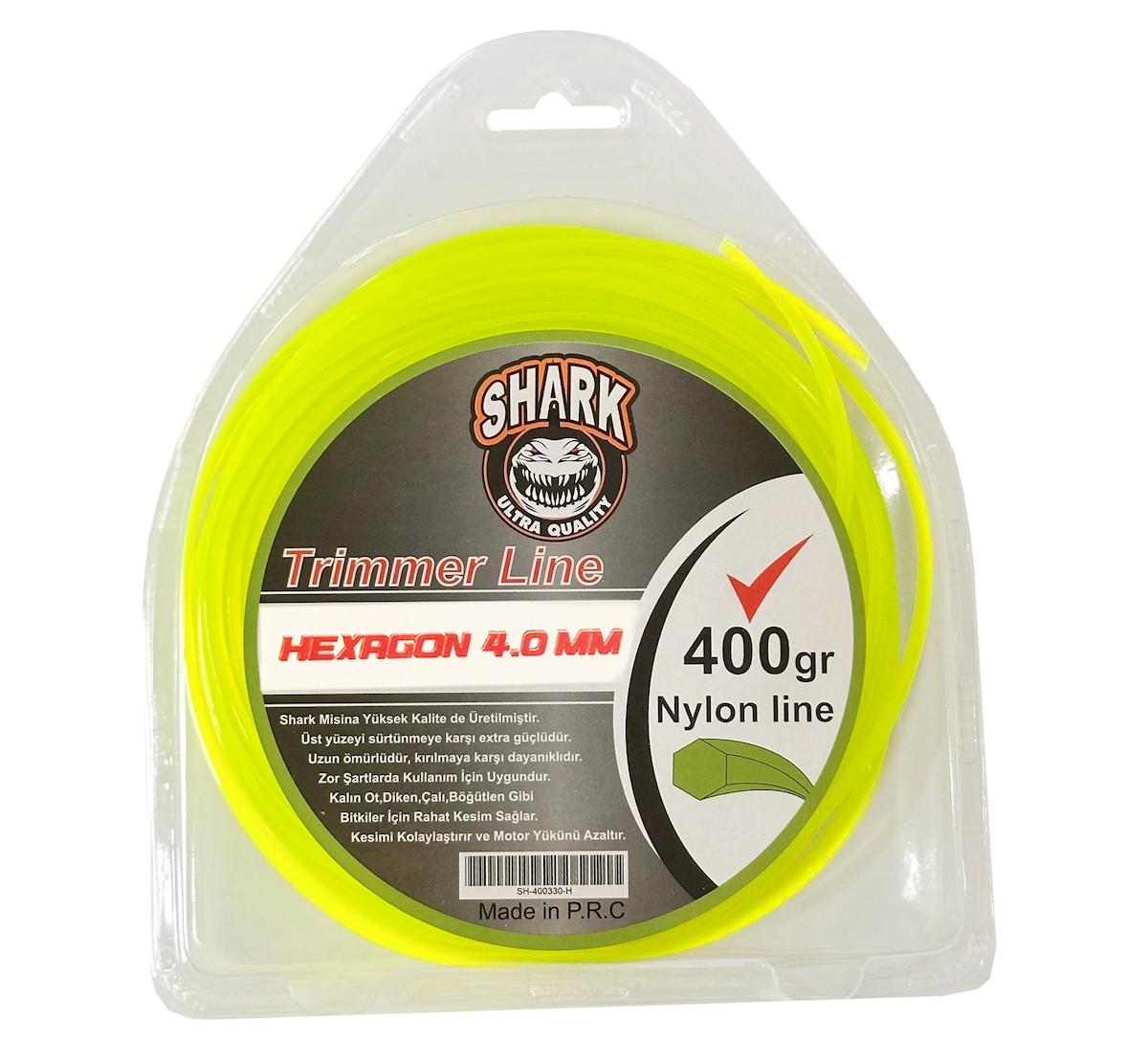 Shark Motorlu Tırpan Misinası 6 Köşe 4.00mm Yeşil 400gr