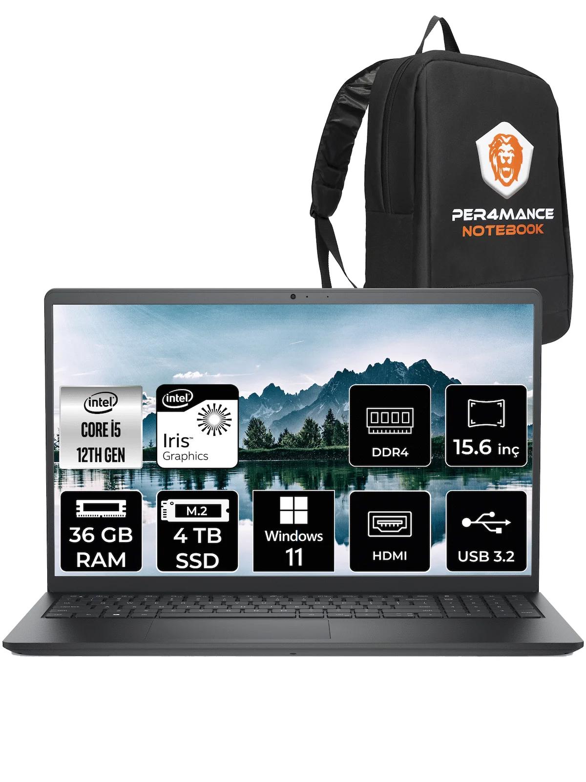 Dell Vostro 3520 i5 1235U 36GB RAM 4TB SSD 15.6'' FHD W11HOME N1605PVNB3520 & PER4 ÇANTA