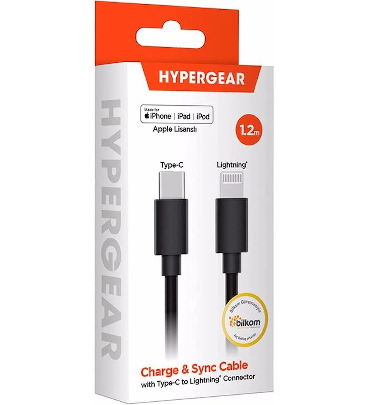 HYPERGEAR USB-C to LIGHTNING MFI  KABLO 1.2M SİYAH