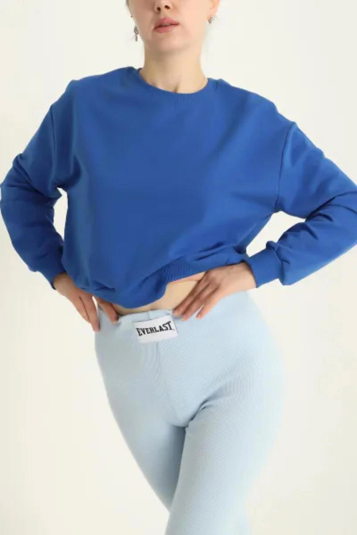  Beli Lastikli İki İp Kadın Sweatshirt