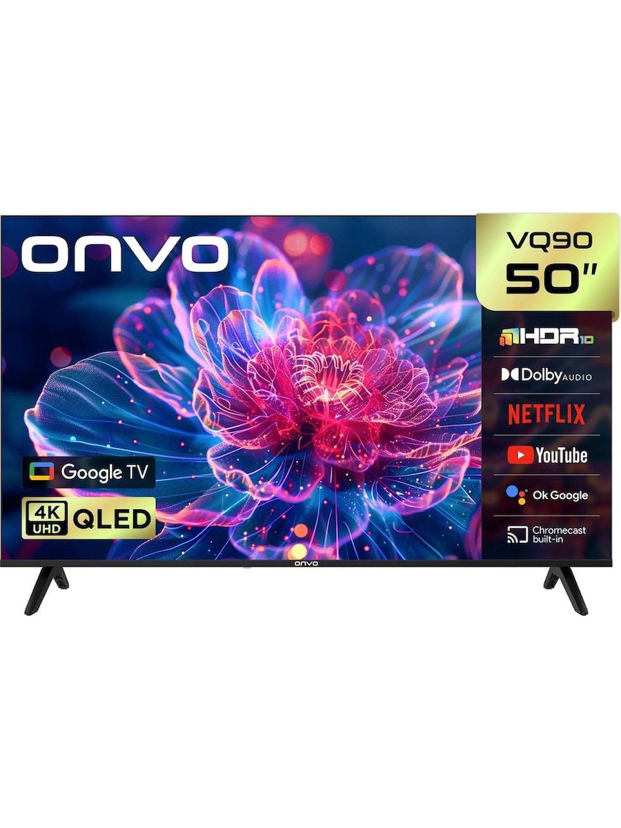 ONVO 50VQ90F3UA 50 127 Ekran Google TV QLED HDR10 Bluetooth Wi-Fi Duvar Askı Aparatı Dahil