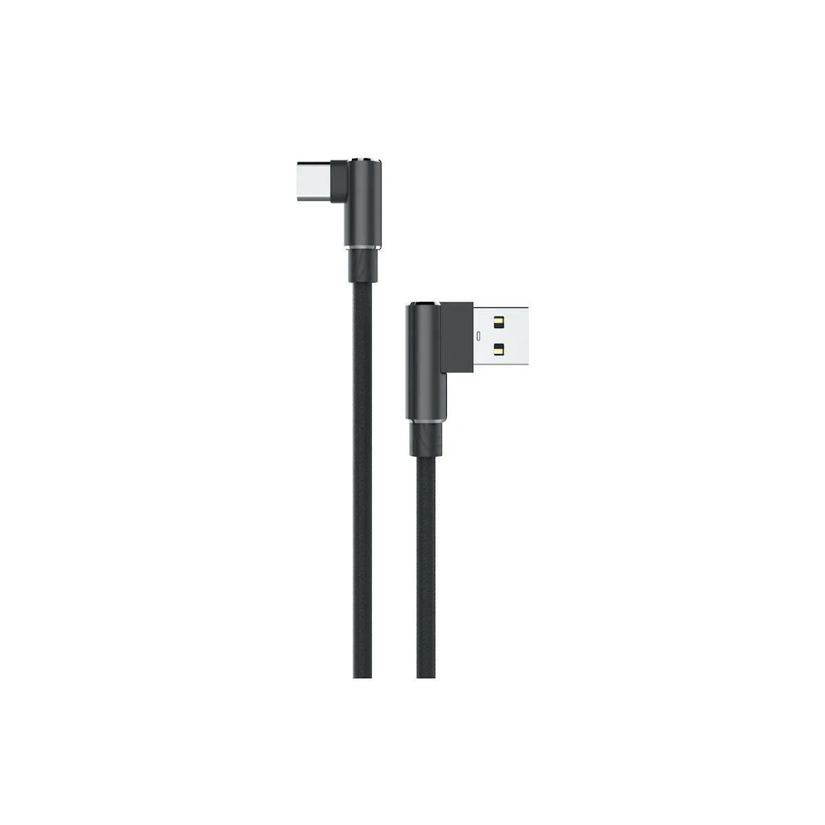  3 Metre L Tipi Hasır 3 Amper USB Type-C Giriş Şarj ve Data Kablosu