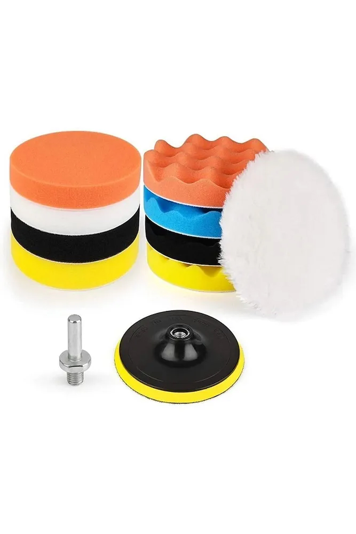 Pasta Cila Polisaj Süngeri Seti 115mm Matkap Uyumlu Pasta Cila Parlatma Pedi Seti 11 Parça