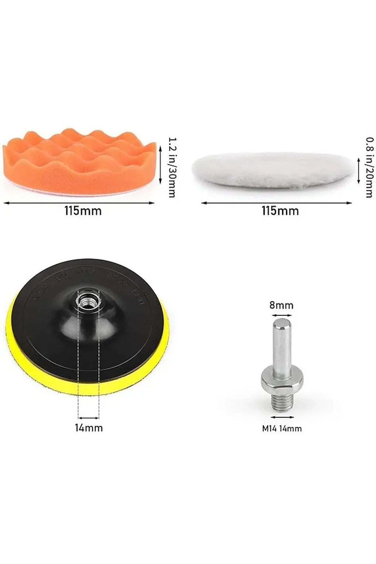 Pasta Cila Polisaj Süngeri Seti 115mm Matkap Uyumlu Pasta Cila Parlatma Pedi Seti 11 Parça
