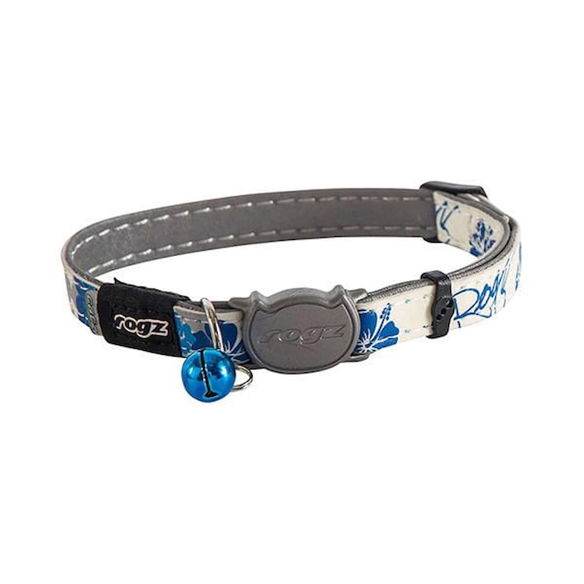 Rogz Catz GlowCat Halsband Desenli Çıngıraklı Kedi Boyun Tasması Beyaz/Mavi Small 1.1x20-31 Cm