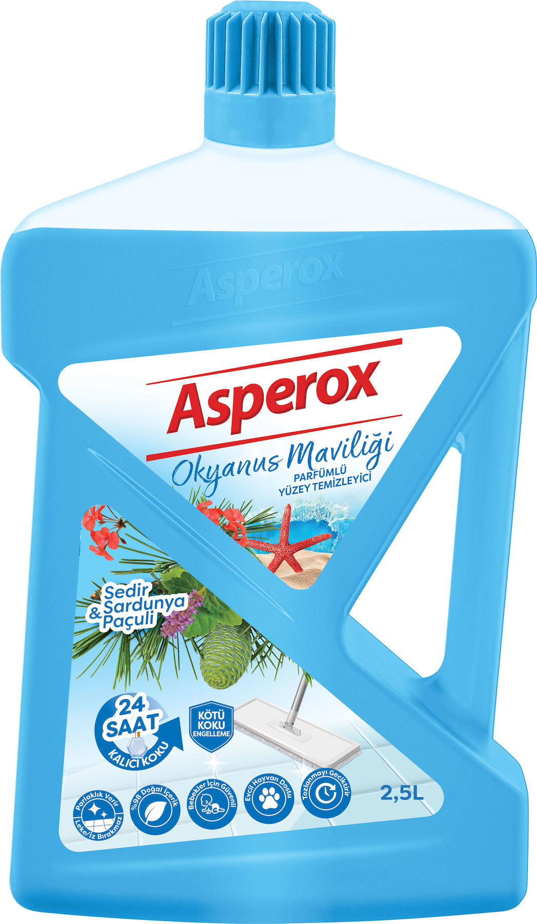 Asperox Yüzey Temizleyici Okyanus Maviliği Sedir & Sardunya Paçuli 2,5 Lt
