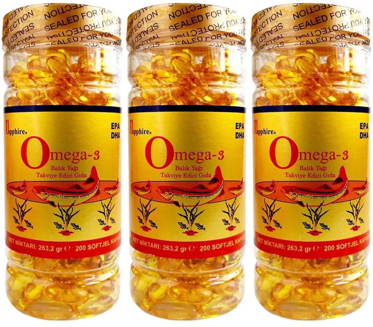 Sapphire Omega 3 1000 Mg Balık Yağı 3x200 Softgel