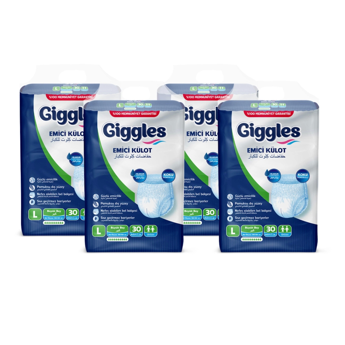 Giggles Emici Külot Large (L) Hasta Bezi | 120 Adet - 4 Paket