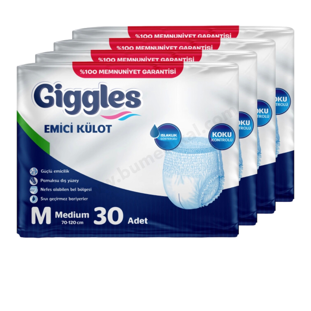 Giggles Emici Külot Medium (M) Hasta Bezi | 120 Adet - 4 Paket