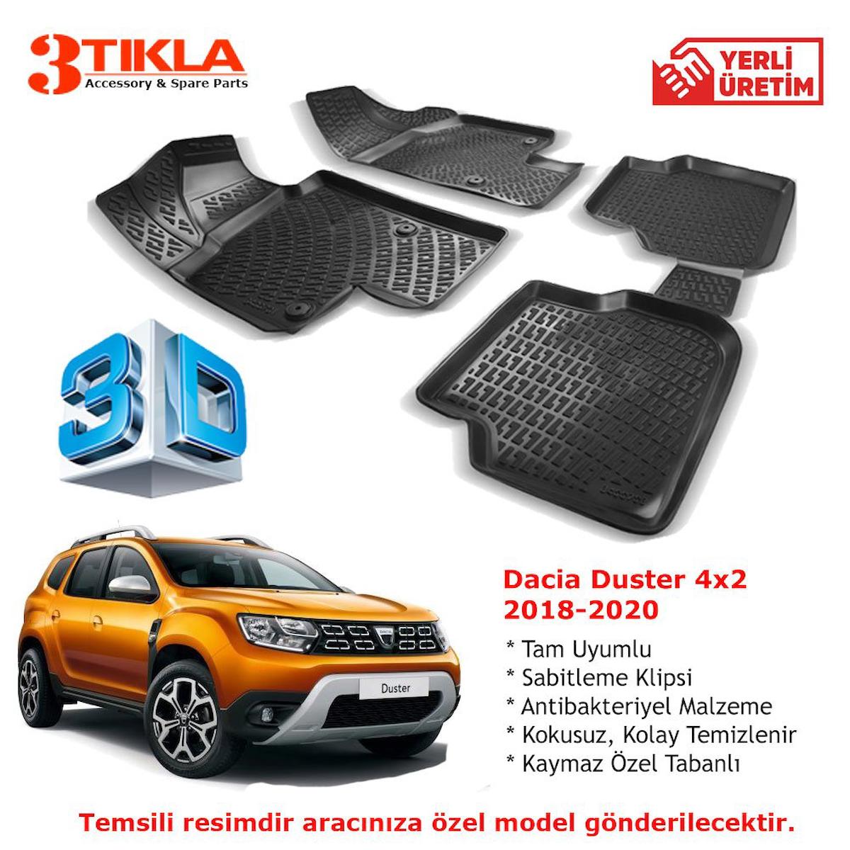 Dacia Duster 4x2 2018-2020 Premium 3D Havuzlu Paspas Seti