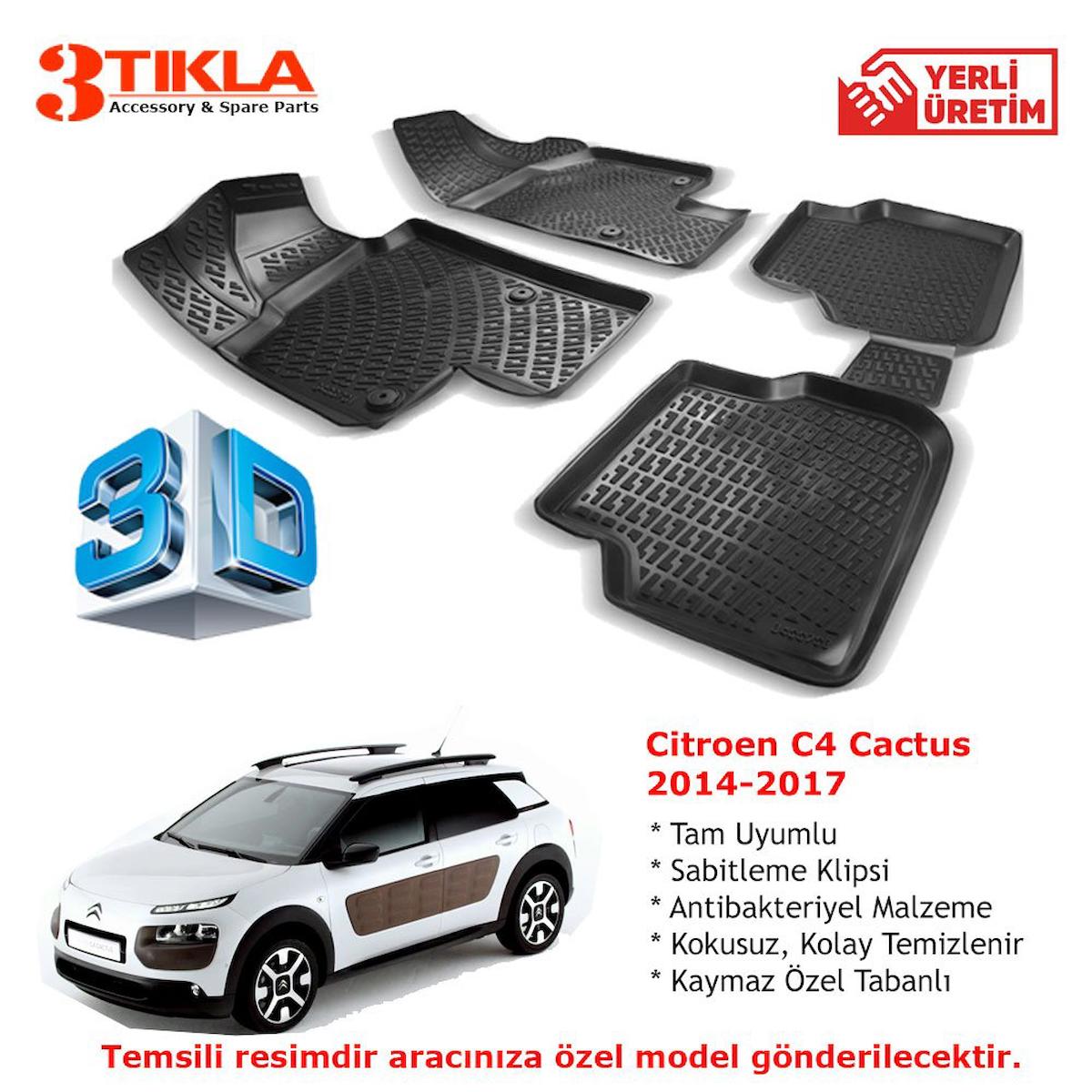 Citroen C4 Cactus 2014-2017 Premium 3D Havuzlu Paspas Seti