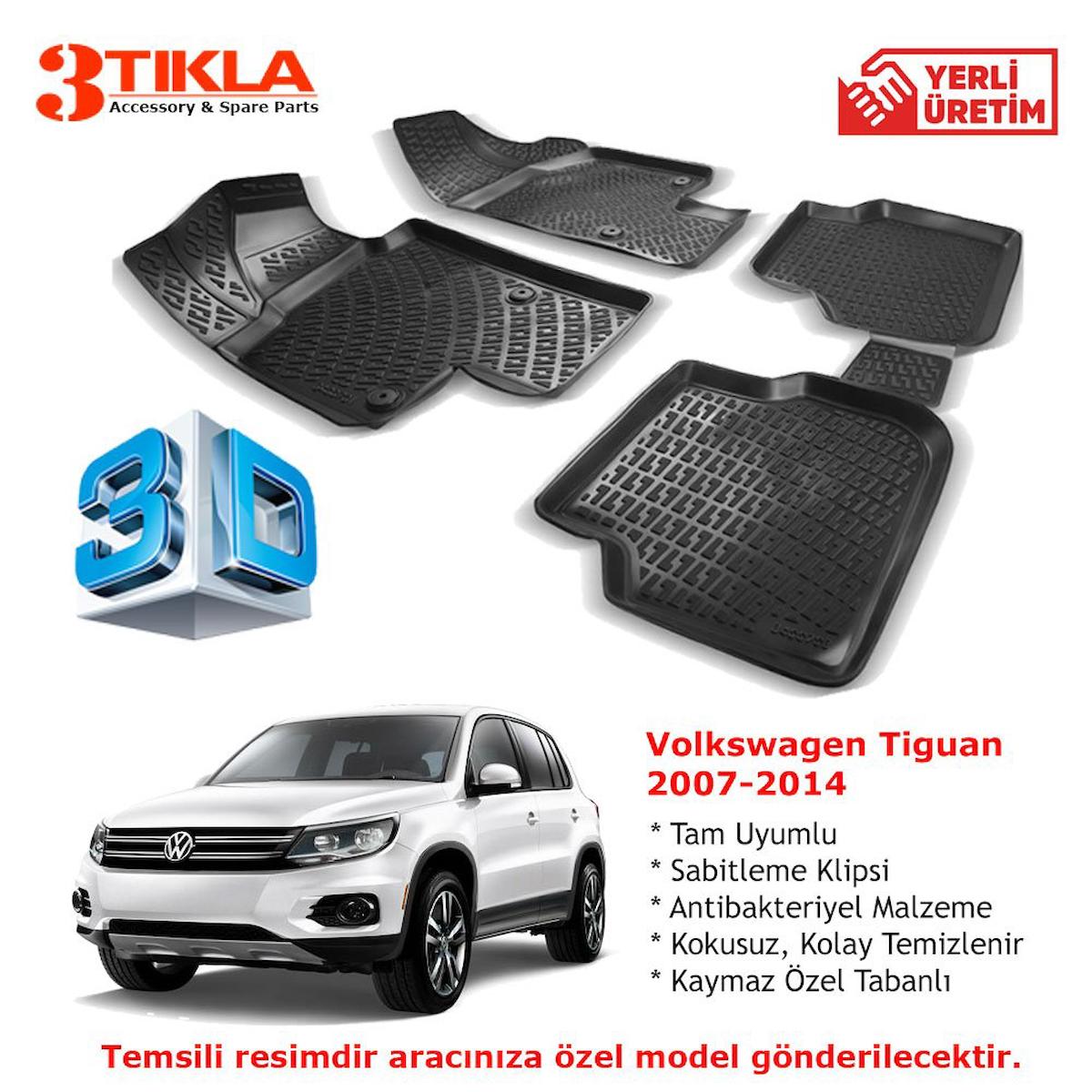 Volkswagen Tiguan 2007-2015 Premium 3D Havuzlu Paspas Seti