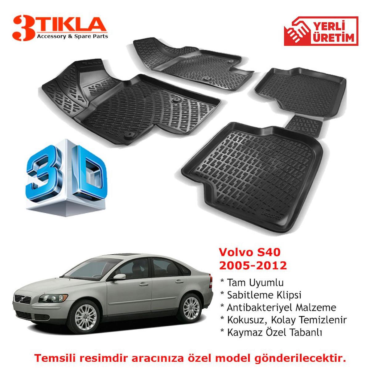 Volvo S40 2005-2012 Premium 3D Havuzlu Paspas Seti