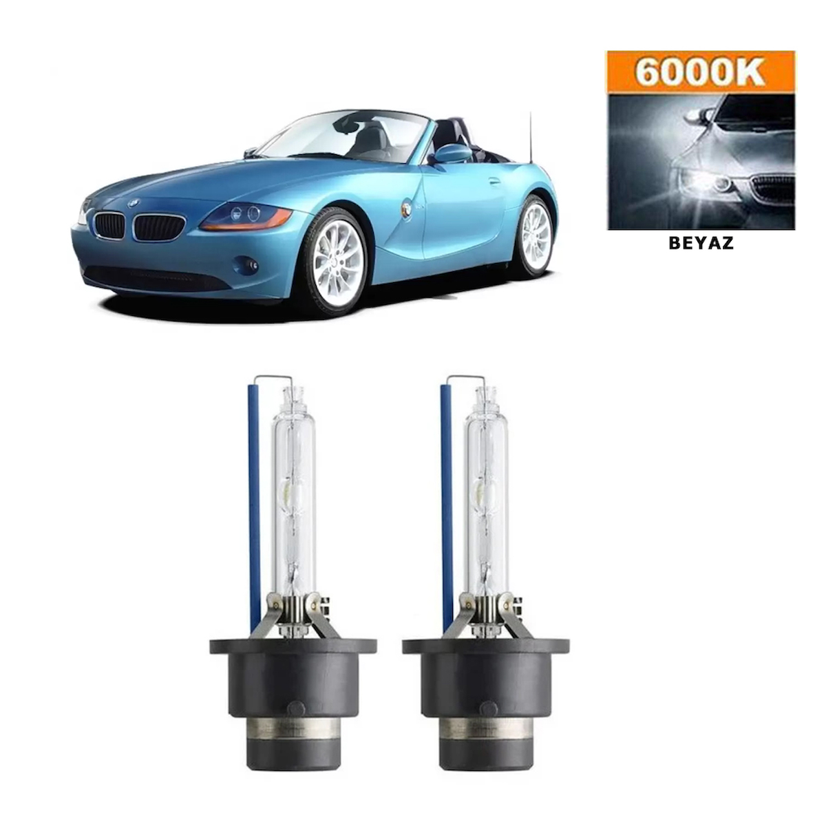 BMW Z4 E85 2002-2008 D2S / D2R 6000K Beyaz HID Xenon Ampul 2 Adet