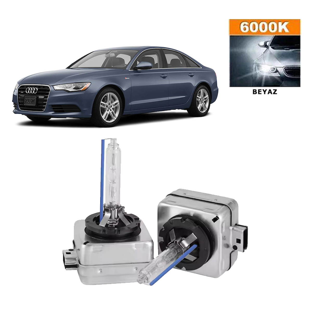 Audi A6 2008-2015 D3S / D3R 6000K Beyaz HID Xenon Ampul 2 Adet