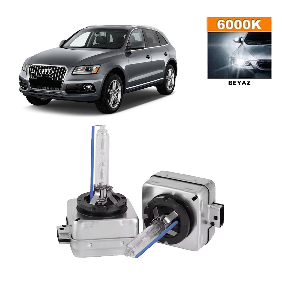 Audi Q5 2009-2016 D3S / D3R 6000K Beyaz HID Xenon Ampul 2 Adet