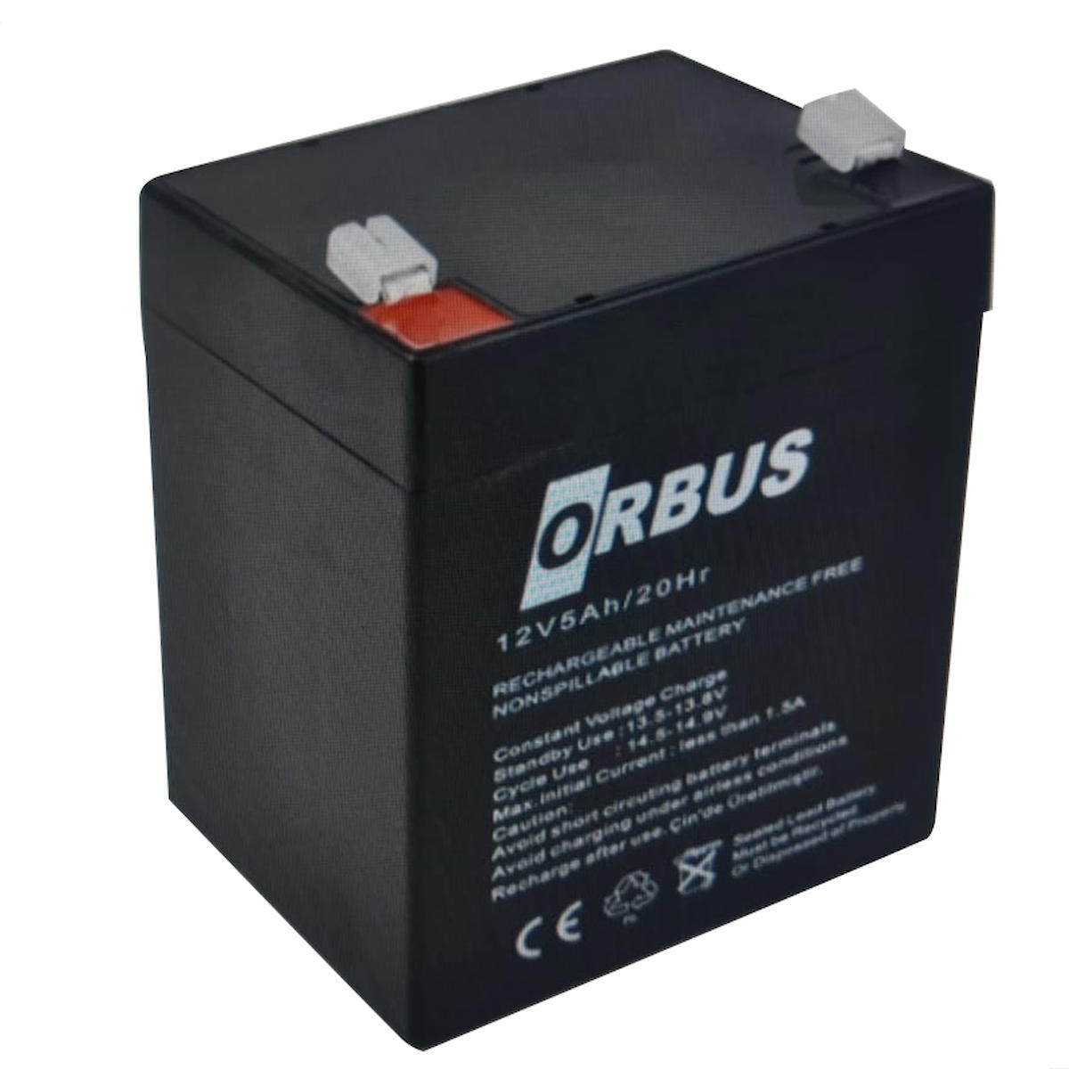 AKÜ 12 VOLT 5 AMPER ORBUS ORB12-5 (90 X 70 X 101 MM)