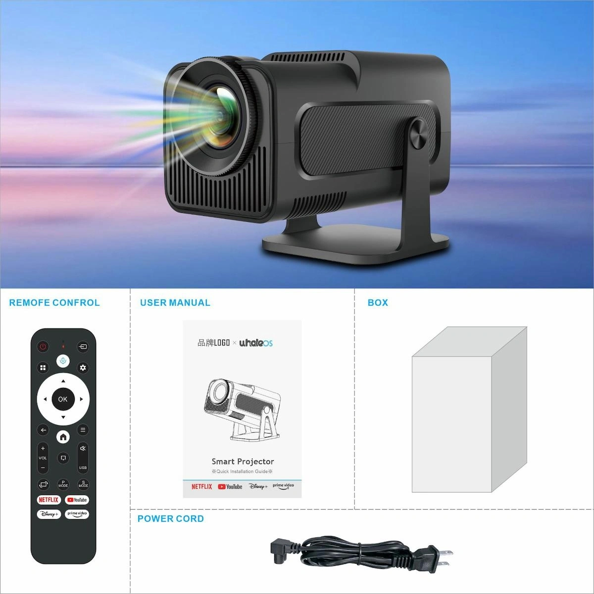 HY320 Android 11 Mini Projeksiyon Cihazı 720P HD 4K Destek WiFi 6 Bluetooth Taşınabilir Akıllı Projektör Ev Sinema