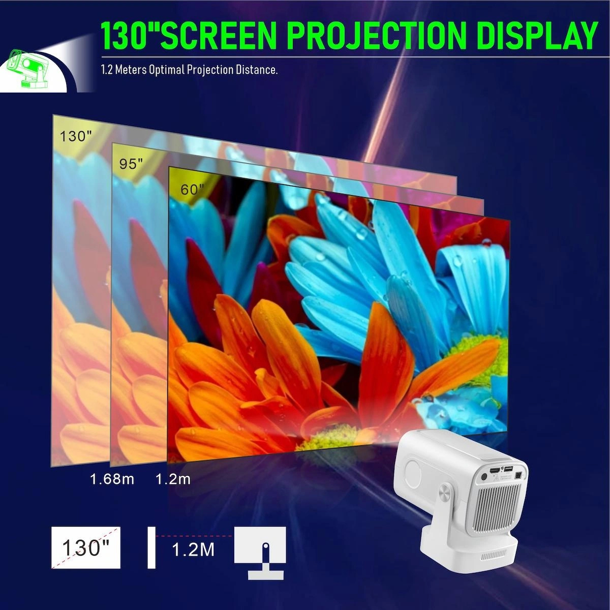 HY260 Pro Akıllı Projektör | 1080P Full HD | 4K Destekli | Android 11 | WiFi 6 & Bluetooth 5.4 | Otomatik Odaklama | 200 ANSI | Taşınabilir Ev Sinema Cihazı