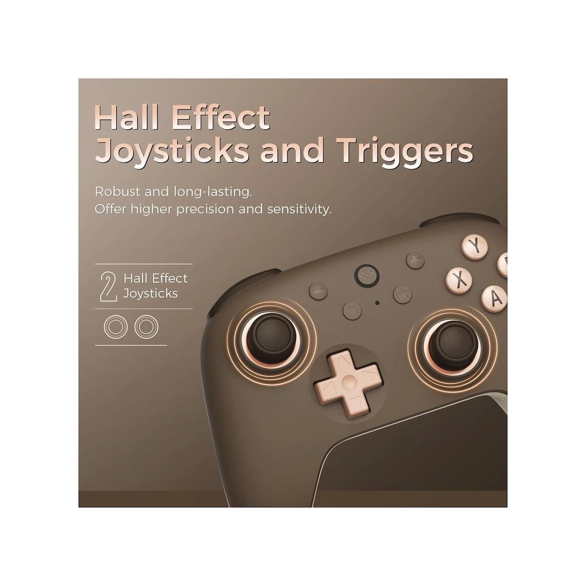 8Bitdo Ultimate 2C Kablosuz 2.4G Oyun Kolu PC Android Hall Effect Joystick Brownie Kahverengi