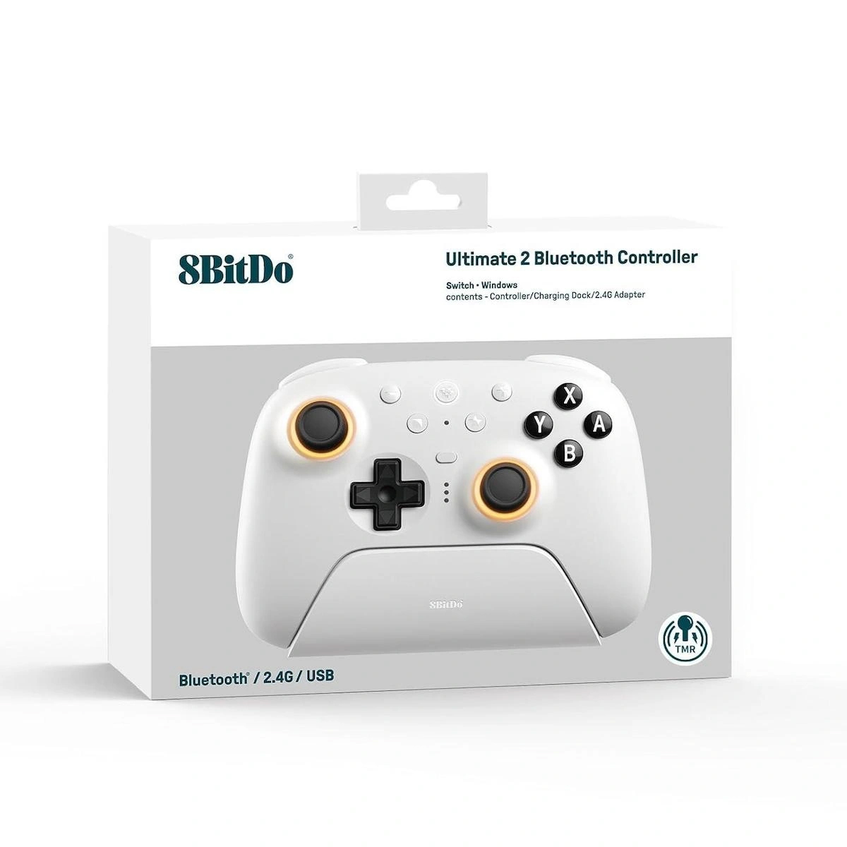 8BitDo Pro Controller Ultimate 2 Bluetooth Beyaz Nintendo Switch 2 ve Windows Uyumlu , Şarj Dock TMR Joystick