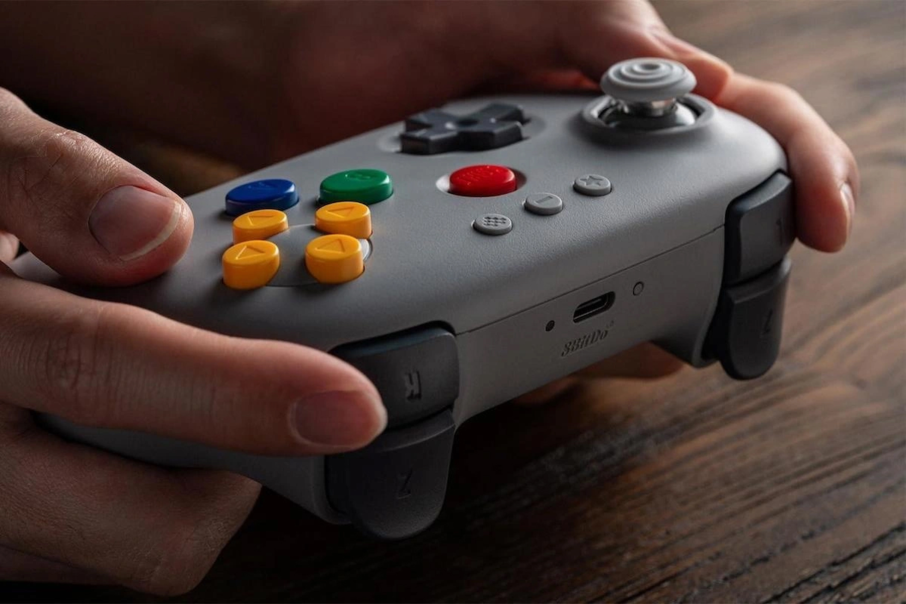 8Bitdo 64 Bluetooth Controller 3D Analog Switch, Windows, ve Android Uyumlu (Gri)
