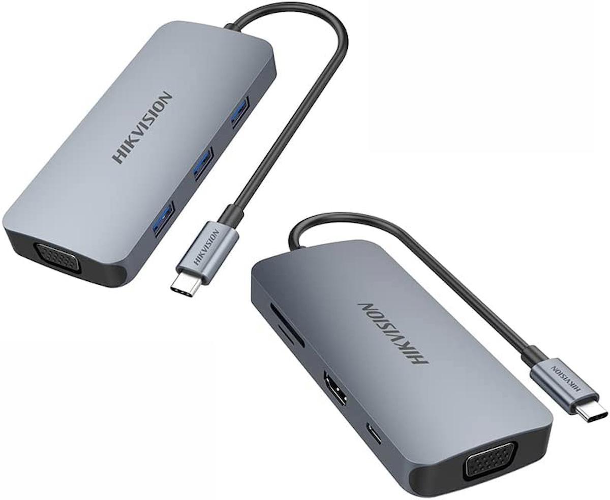 HIKVISION USB Hub 3.0 Udb Çoklayıcı 8in1 Dizüstü ve Bilgisayar PC Kullanımı için USB 3.0 Type-C Güç Çıkışlı DS401 (8 Port Usb 3.0+VGA+Hdmi+Tf kart+Type-c)