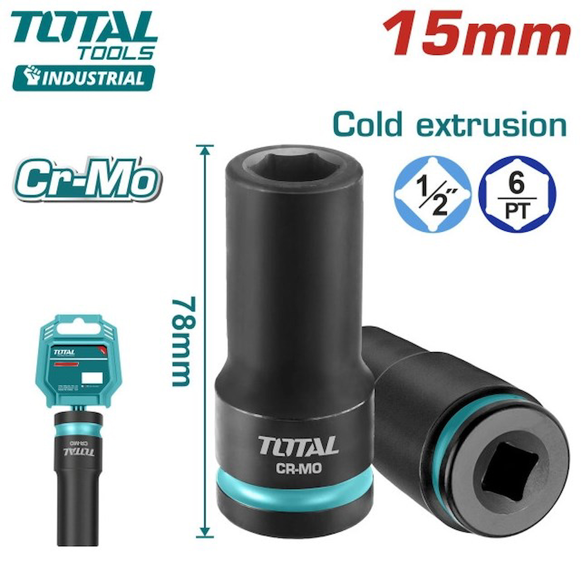 Total 15 Mm 1/2 Altı Köşe Darbeli Derin Lokma Thdıs12152l