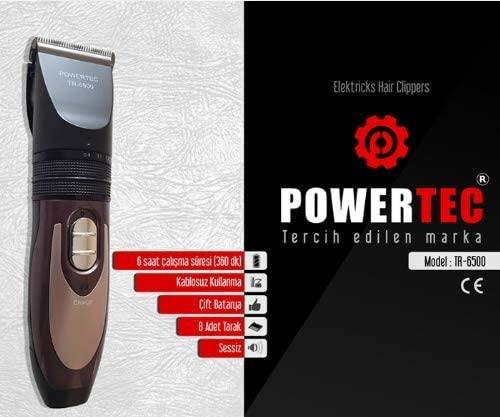 Powertec Tr-6500 8 Başlıklı Kablosuz-Şarjlı Kuru Saç-Sakal Çok Amaçlı Tıraş Makinesi 