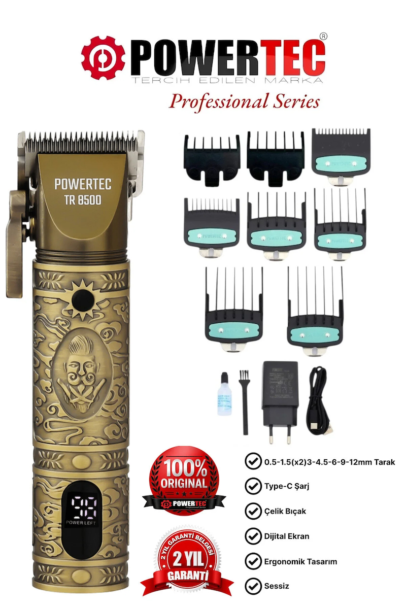 Powertec TR-8500 Profesyonel Usb Şarjlı Saç Sakal Tıraş Makinesi