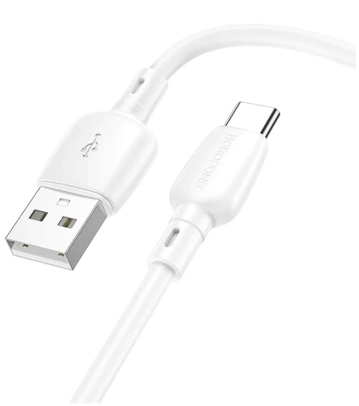 Borofone Şarj Kablo 100W USB to Type-C Hızlı Şarj ve Data Kablosu Uzunluk 1 Metre Beyaz USB-A to USB-C BX93