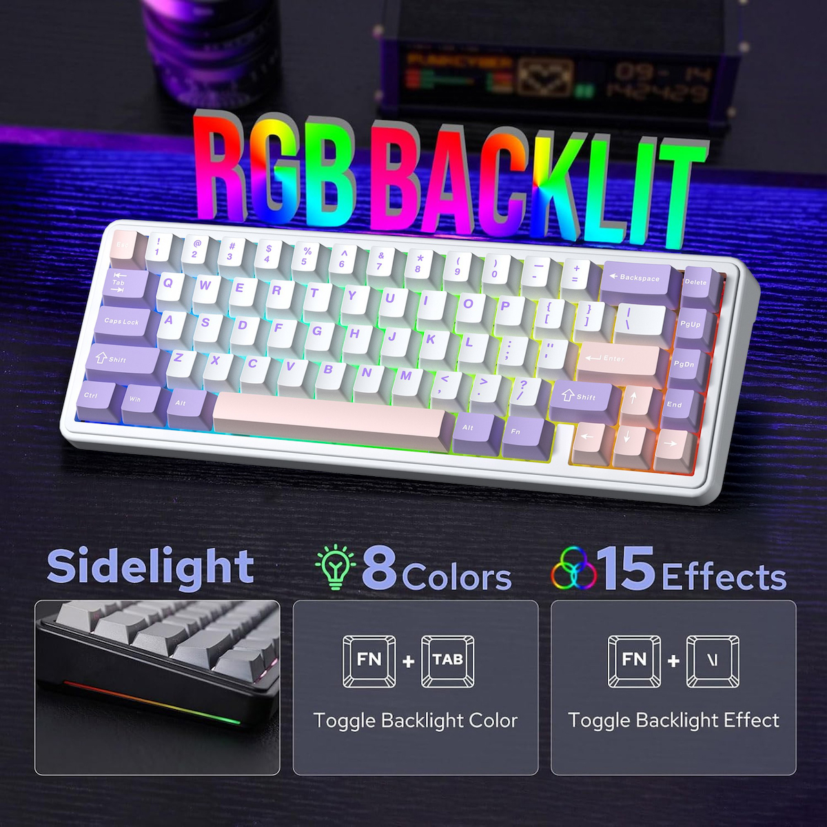 Aula F65 Nimbus V3 Switch Mekanik RGB TKL Makrolu Hot Swap Kablosuz Klavye Pastel